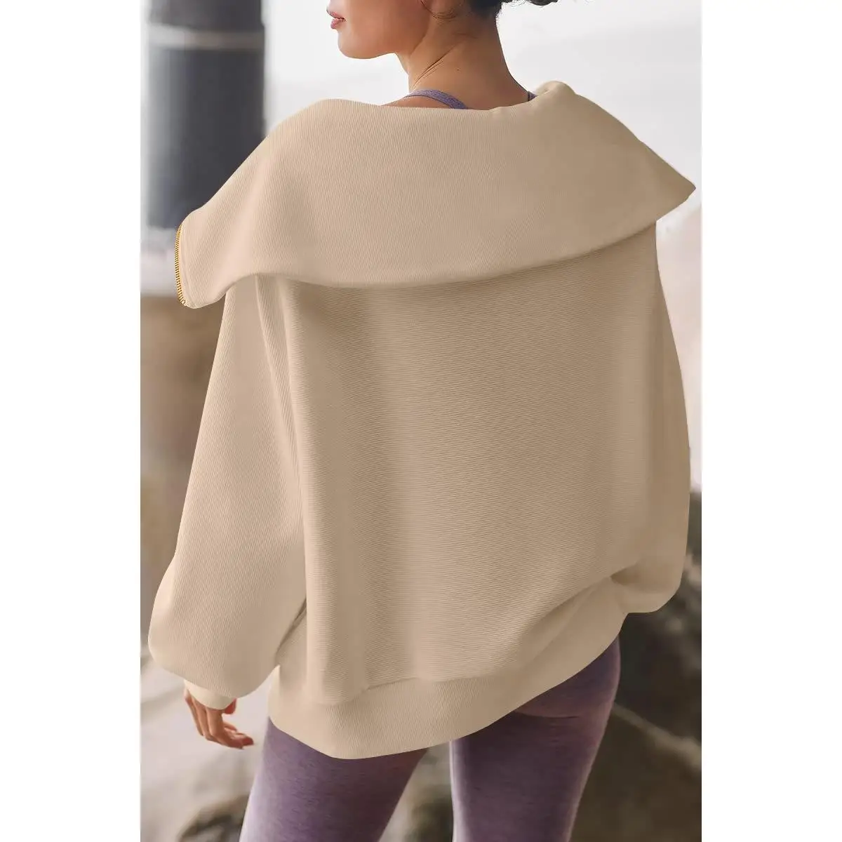 Moletom feminino com zíper de lapela longo sve street sle cor algodão 00% outono faion top quali vestuário