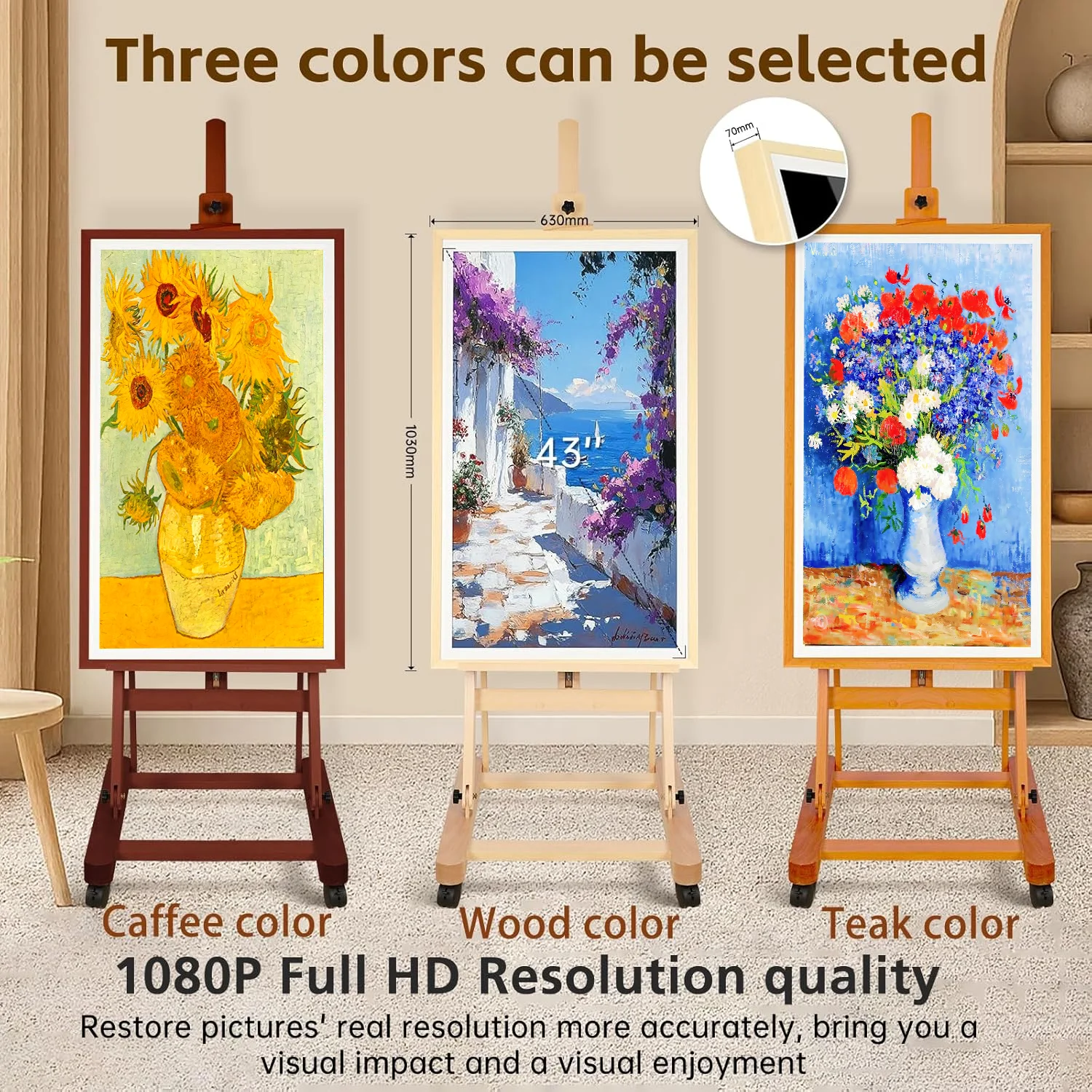 4K HD 43/49/55 Inch Large Digital Photo Video Frame Anti-Glare Art Signage with Clock & MP3 Support WiFi Cloud