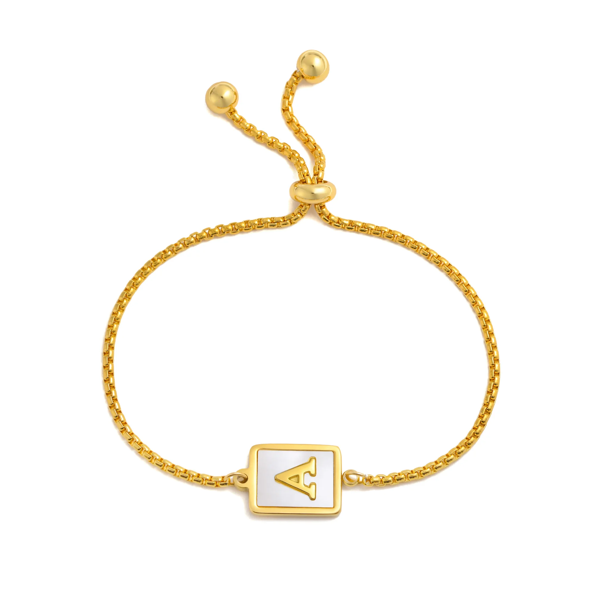 Shell Brief Armband, charme Initial Armband für Frauen, Edelstahl Kette Einstellbare Alphabet Schmuck Geschenke für Frauen Mädchen