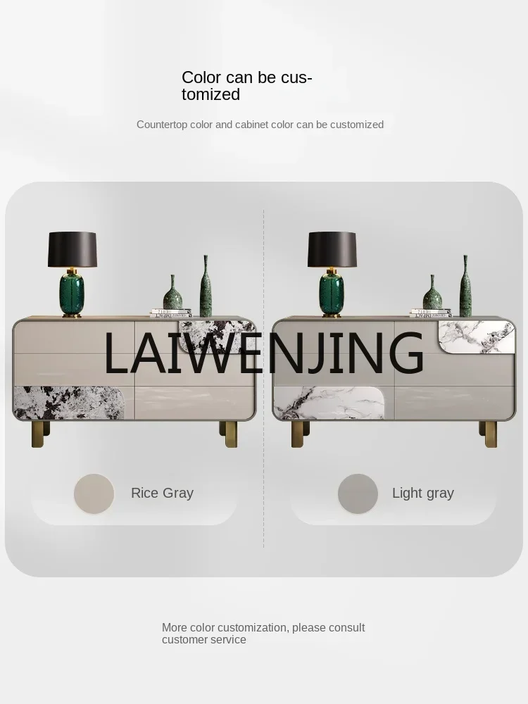 Light Luxury Chest of Drawers Customized Marble Drawer Hallway Paint Bedroom TV Tailstock Storage Cabinet