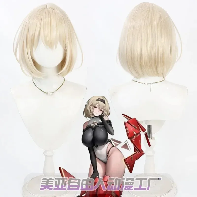 Sepatu CyRed Wig Cosplay Nikke Dewi Kemenangan Rambut Sintetis Pendek Tahan Panas Pirang Permainan Peran Pesta Halloween + Topi Wig