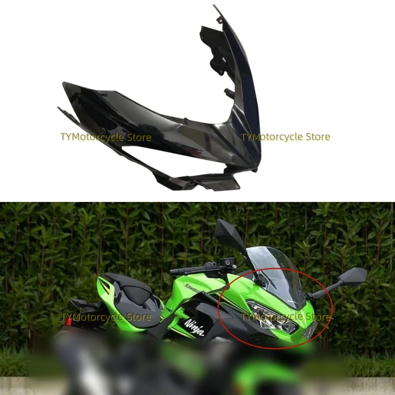 Bright black Front Nose Headlight Cover Fairing Fit For Kawasaki Ninja400 Ninjia400 ZX400 EX400 2018-2023