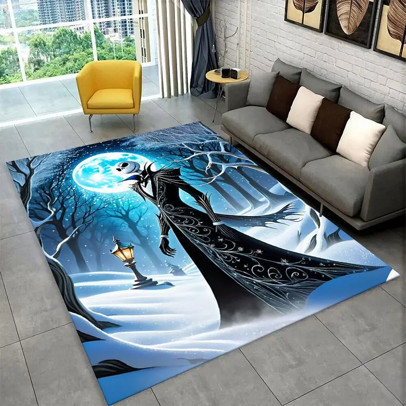 HD Cartoon N-Nightmare Before Christmas Jack Halloween Carpet Rug for Playroom Bedroom Living Room Sofa,Game Area Rug Non-slip