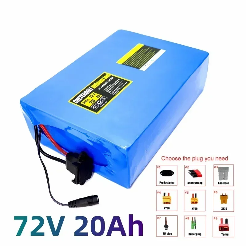 

New 72V 20Ah 21700 Lithium Battery Pack 20S4P 84V Electric Bicycle Scooter Motorcycle BMS 3000W High Power Battery + 3A Charger