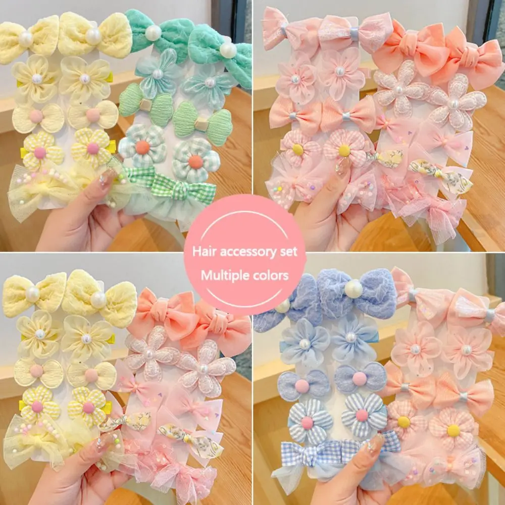 10pcs Fashion Cute Hair Clips Multicolor Bow Flower Side Barrettes Headdress Sweet Headwear