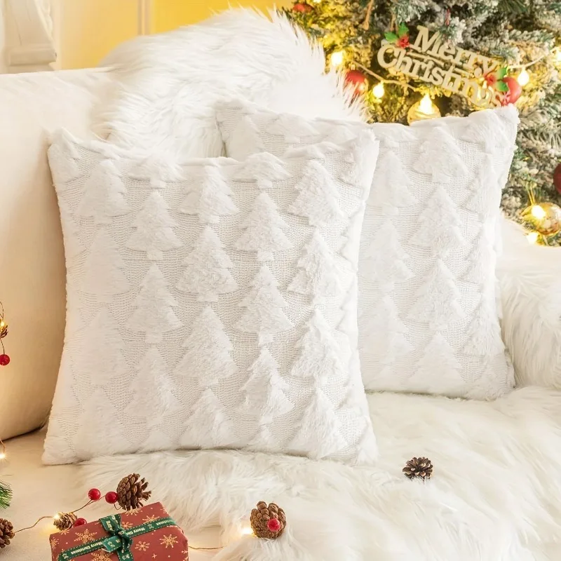 45 x 45 cm Weihnachtsbaum-Plüschmuster-Kissenbezüge 2025, Frohe Weihnachten, Dekoration für Zuhause, Weihnachtsgeschenke, Neujahr, Sofa-Dekoration, Navidad – Detail 6