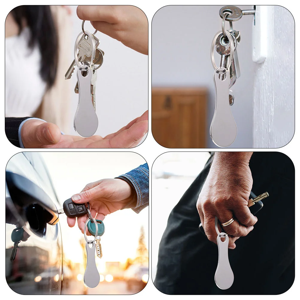 Key Rings Cart Token Trolley Tokens Shopping Chain Coin Holder Keychain Silver Portable Pendant Stainless Steel