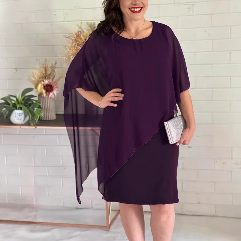 Vestido ajustado Irregular de media manga con capa lisa para mujer, vestidos informales elegantes para bodas, vestidos de fiesta de noche, ropa para mujer