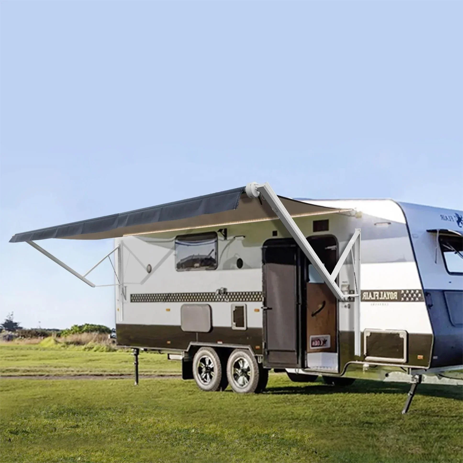 Wareda luxury caravan camping outdoor awning roll up  retract rv camper van awning for parking