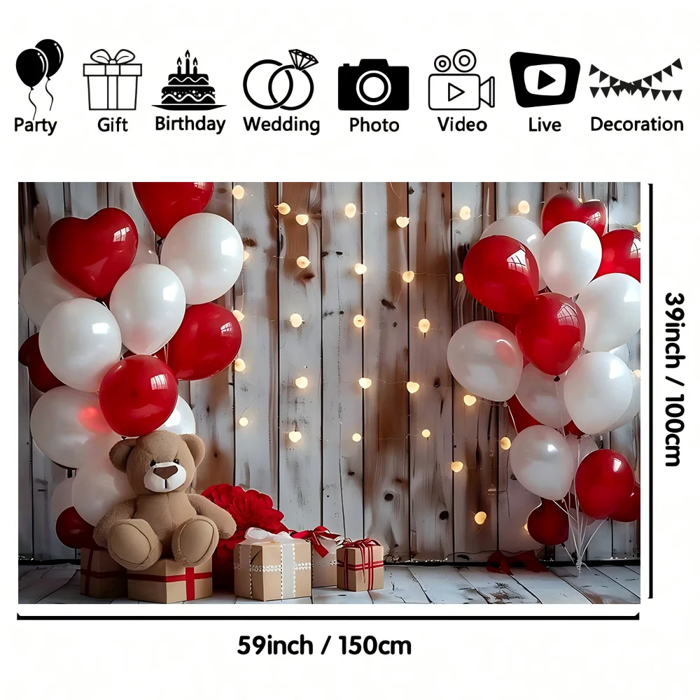 1pc Valentine\'s Day love themed photography background cloth - Polyester banner for parties and special occasions with hearts, b