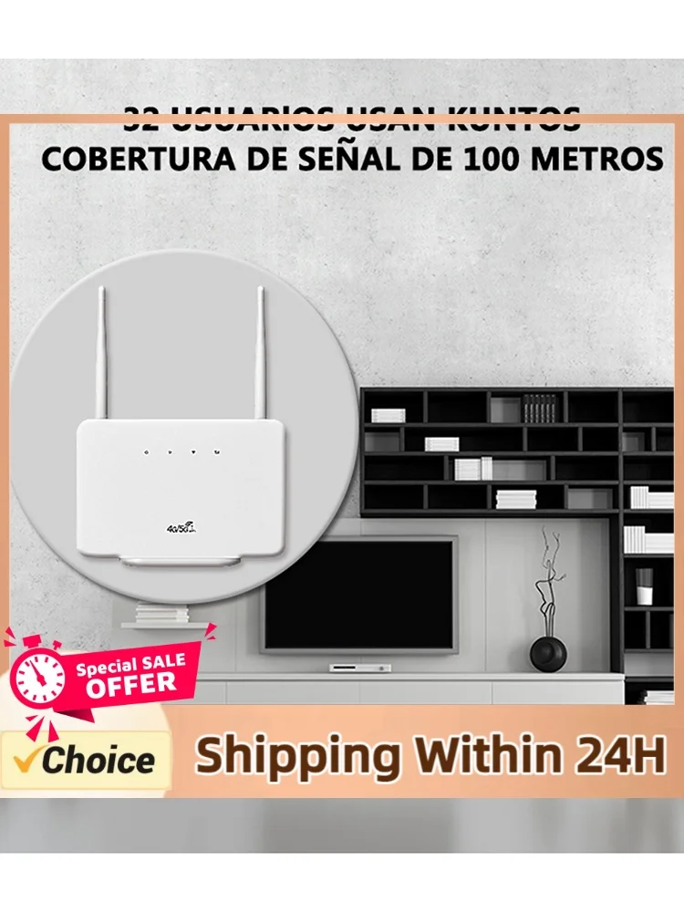 4G LTE CPE Router Modem 300Mbps 4G Router Wireless Modem External Antenna with Sim Card Slot EU Plug for Home Travel Work