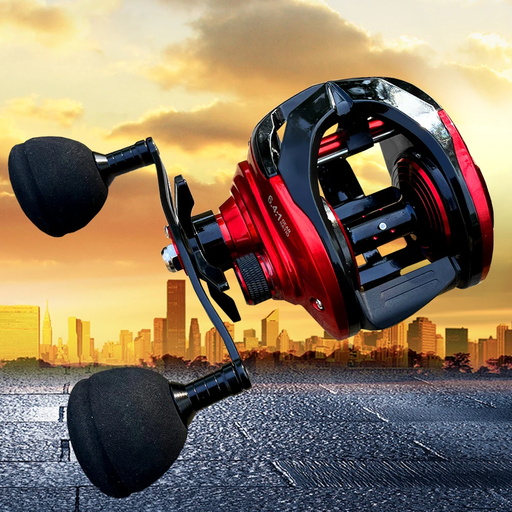 Red Baitcasting Fishing Reel JIG Right Left Hand  8+1BB 6.4:1 265g Max Drag 15kg Saltwater Casting Wheel Carp Tackle 50KG/110LB