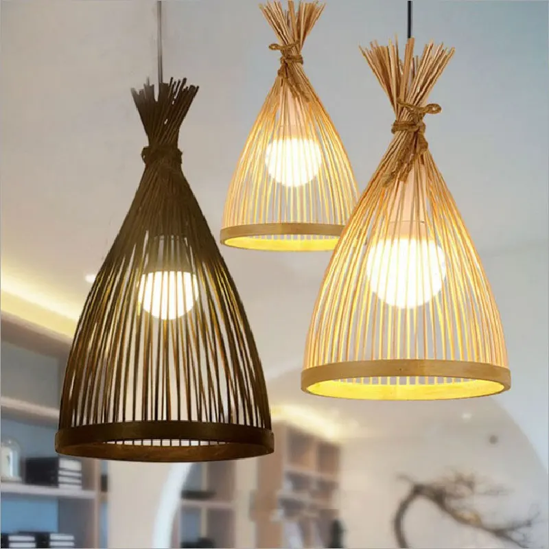 

Chinese Restaurant Pendant Lamp Handmade Bamboo Weaving Tea Room Southeast Asian Living Room Hot Pot Shop Decoration Chandelier