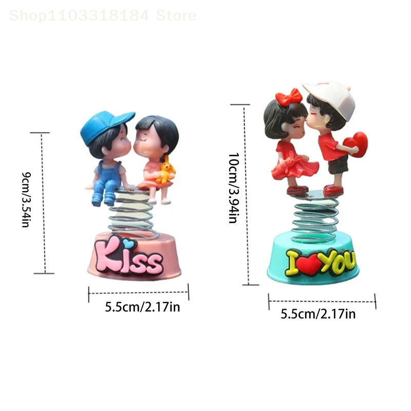

Anime Couples For Car Ornament Spring Shaking Head Doll Auto Interior Decoration Pink Dashboard Figurine Accessories Gifts