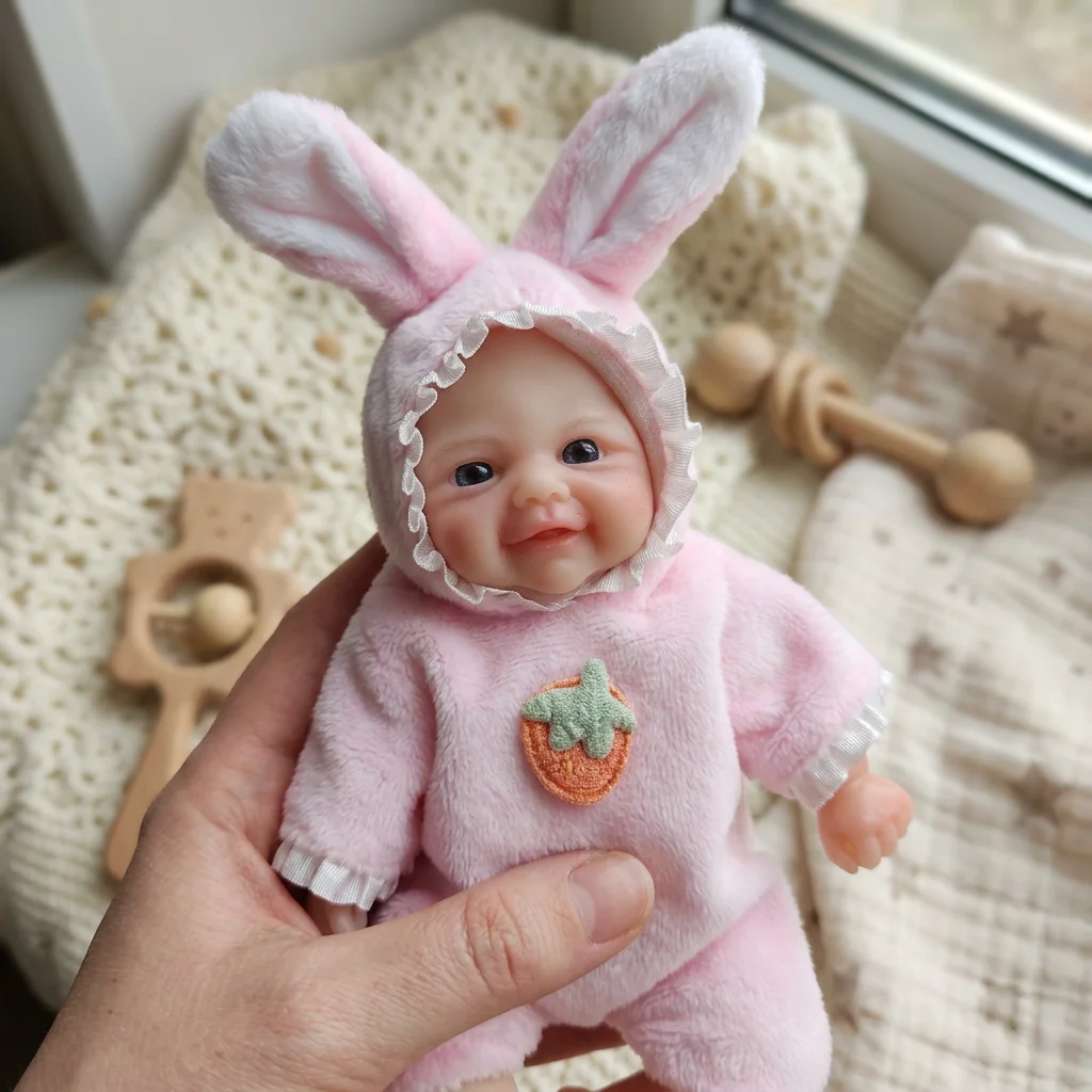 6 Inch Full Body Silicone Reborn Doll Closed Eyes Sleeping Design Real Touch Hand Painted Waterproof Mini Palm Size Bebe Reborn