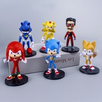 6pcs/set Sonic The Hedgehog Anime Action Figures Knuckles The Echidna Miles Prower Kawaii Model Dolls Kids Toys Cake Decoration