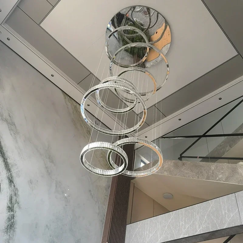 

Современный креативный круглый акриловый домашний кулон, используемый для лестничных залов, вестибюля отеля, подвесной светильник, дизайнер интерьера, глянцевый смысл