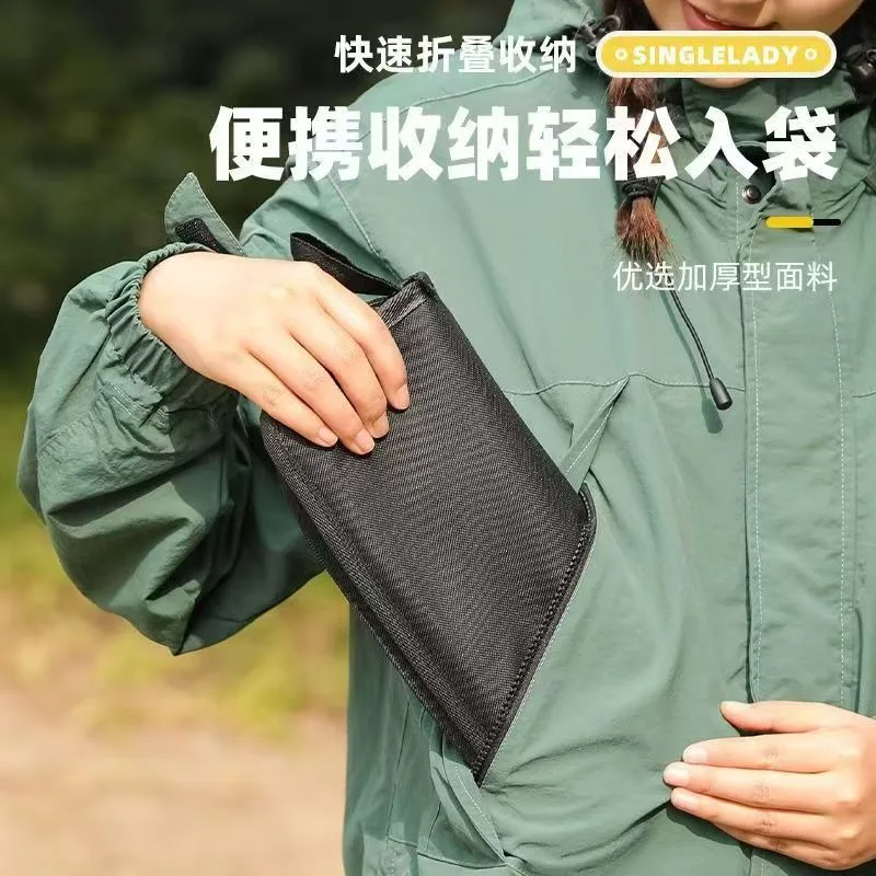 مقعد قابل للطي خفيف الوزن مع مقبض، مناسب للتخييم في الهواء الطلق وصيد الأسماك، مقعد بسحاب خارجي #2