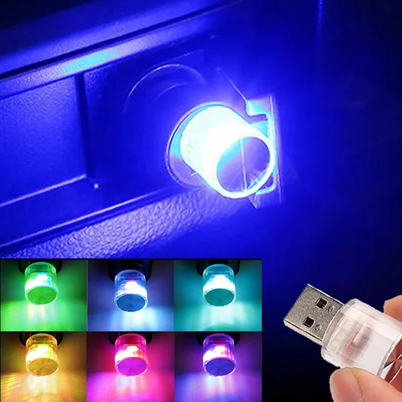 Mini lámpara ambiental LED USB para coche, luz nocturna Interior, enchufe, hogar, portátil, inalámbrico, luces de ambiente coloridas, Bombilla de decoración