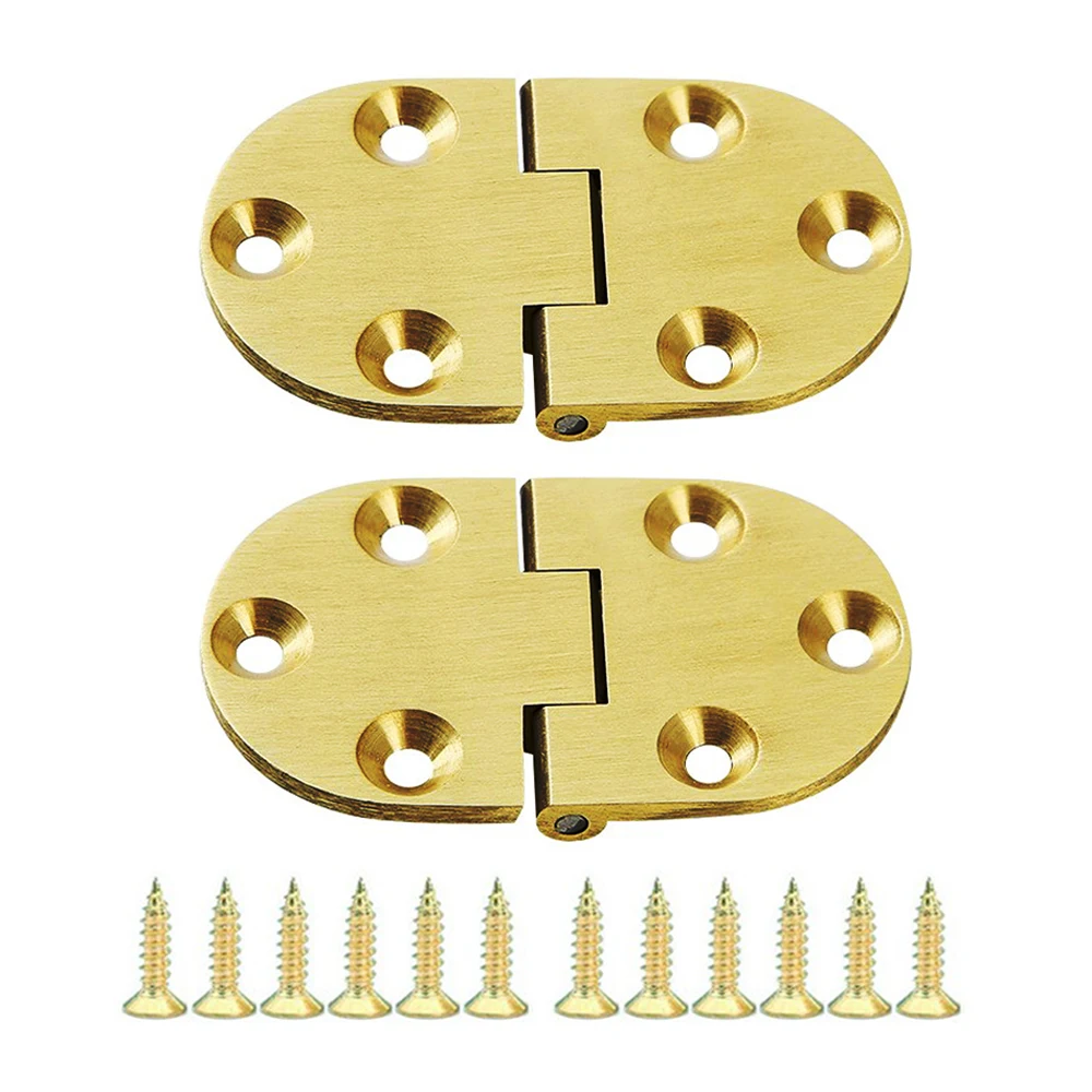 2Sets 65x38mm Brass Tray Hinge Round Edges Suitable for Folding Table Computer Desk Wardrobe Windows Doors Dining Table
