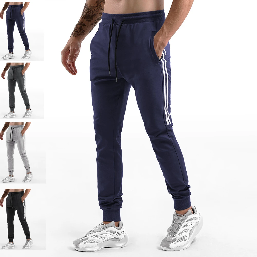 

Mens Cotton Sport Trousers Long GYM Sweatpants Joggers Breathable Training Workout Fitness Male Running Slim Pants Zipper Pocket