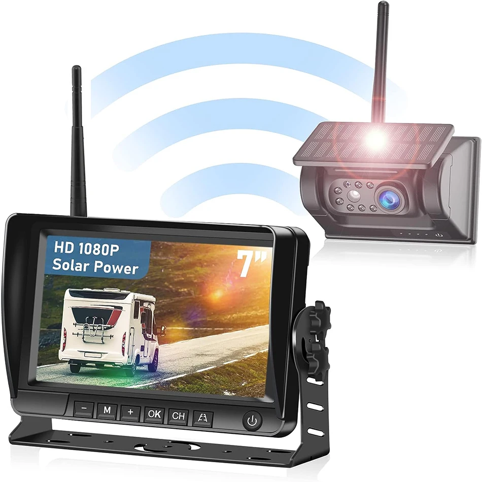 

Wireless Solar Camera with Monitor for Trucks 7 Inch Monitor with Backup Camera 24V caravan Reversing Camera