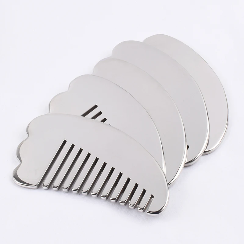 stainless steel Massage Comb Head Face Scalp Gua Sha Massager Facial Wide Tooth Guasha Scraping Body Massage Shaping Relaxation