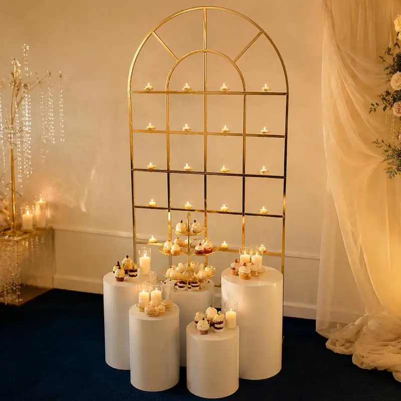 Romantic Wedding Stage Backdrop Decoration Event Party Birthday Cake Stand Candy Bar Table Column Decorative Accessory