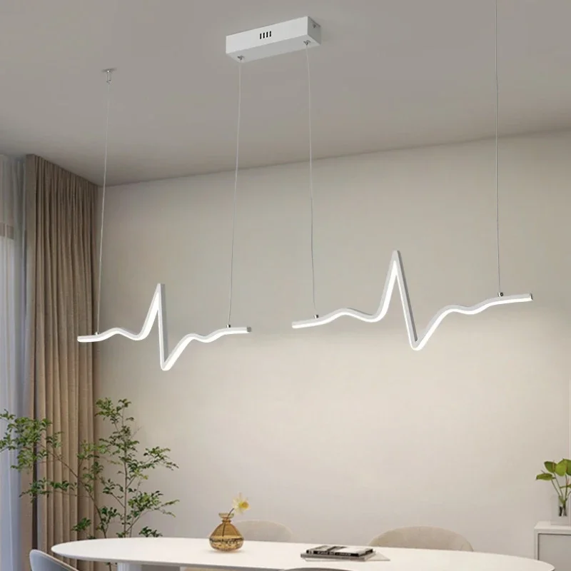 Streifen LED Pendel leuchten Wohnkultur Linie weiß Kronleuchter modernes Schlafzimmer Wohnzimmer Esszimmer Dekor schwarz linear dimmbare Hanglamp