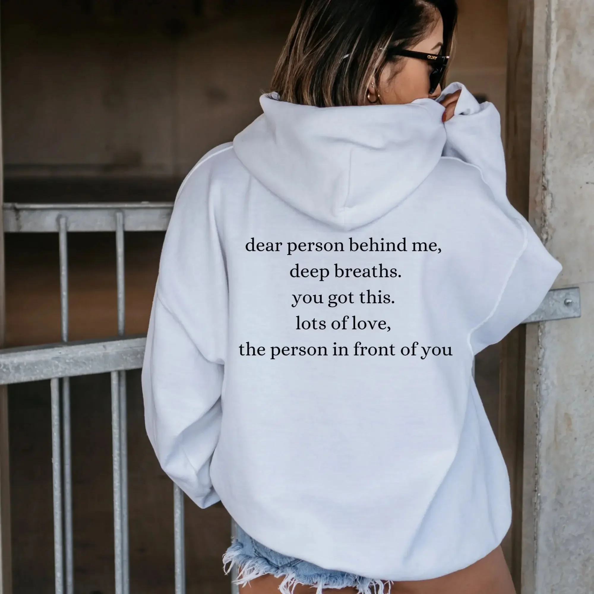 Dear Person Behind deep breaths Hoodie Women Hoody Sweatshirts Pullovers unisex pure cotton top jumper quote fit casual hoodies