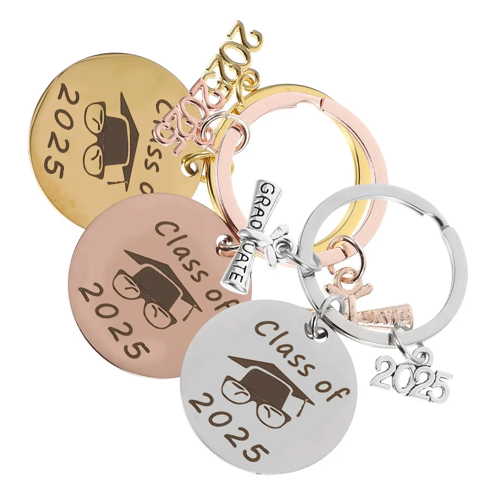 

3 Pcs Graduation Keychain Zinc Alloy Exquisite Ring Themed Decorate Stainless Steel Holder