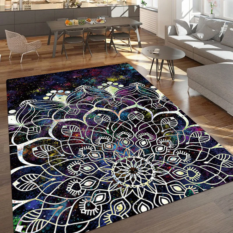 

The Mandala Flower Color C Pattern Printed Rectangle Carpet Rug For Bedroom Living Room Soft Fluffy Rug Nonslip Mat Home Decor