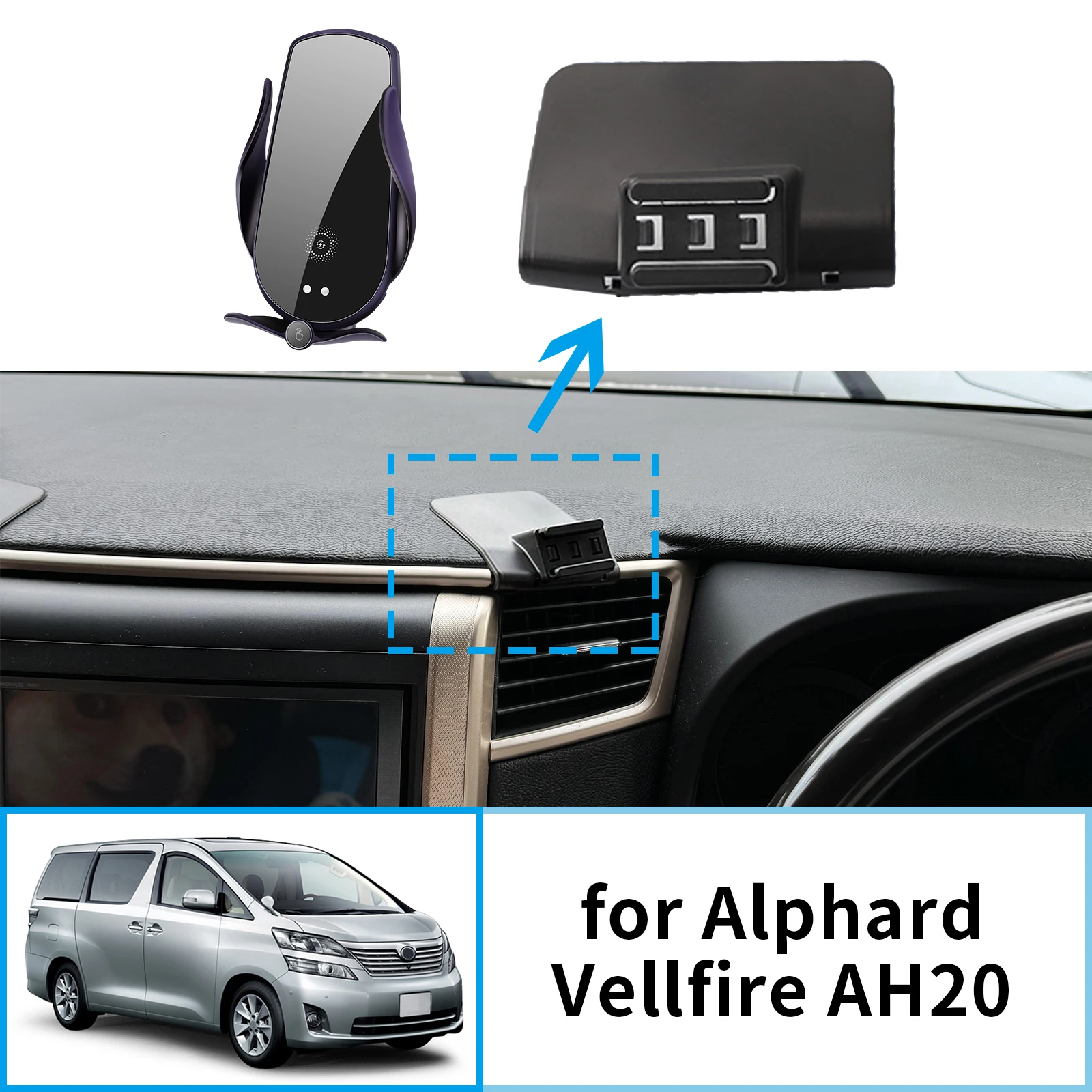 

for Toyota Alphard Vellfire 20 AH20 2010 2011 2012 2013 2014Phone Holder Screen Fixed Navigation Bracket Base Wireless