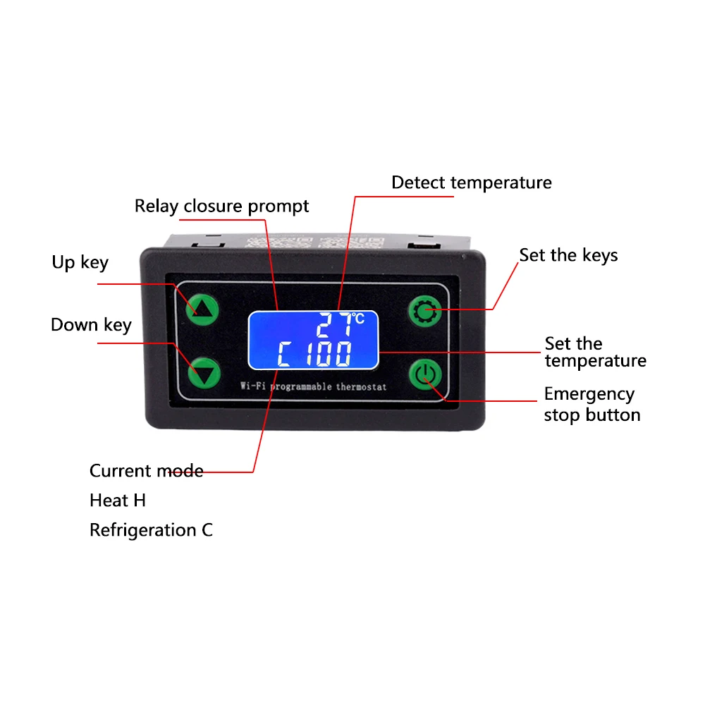 Tuya WIFI Remote High Temperature Digital Thermostat K-type Thermocouple High Temperature Controller -99~999 Degrees ZFX-TW01