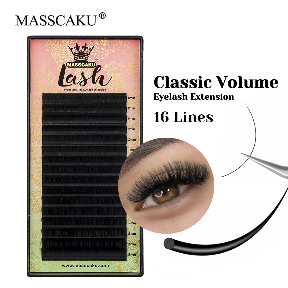 

Customized Private Label 0.05/0.07/0.10/0.15mm Thickness Soft Russian Volume Lashes Ribbon Classic Regular Eyelash by MASSCAKU