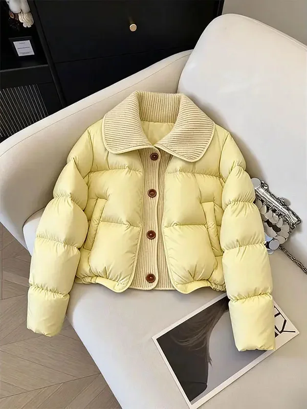 

Winter Thiened Cotton Jaet Women's Sle Maturi Light Unique Design Collar Coat Korean Version Loose Fit Zipper Closure
