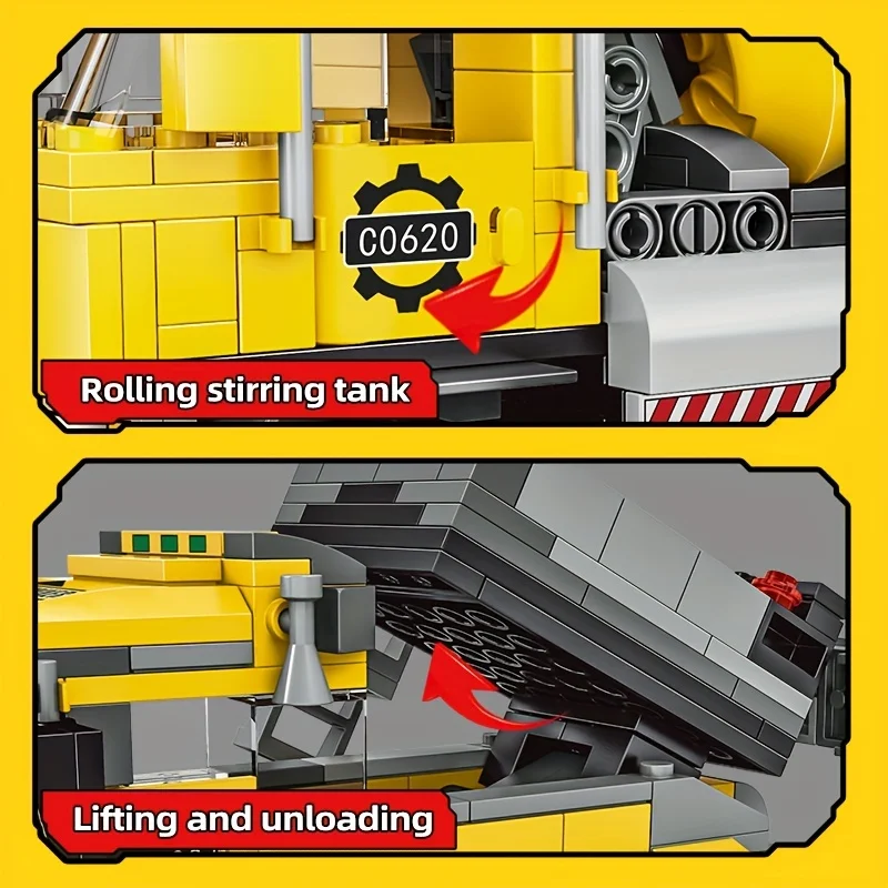 Miscelatore di cemento da costruzione urbano, set di micro blocchi di ingresso, giocattoli da costruzione fai-da-te, confezione regalo, giocattoli educativi