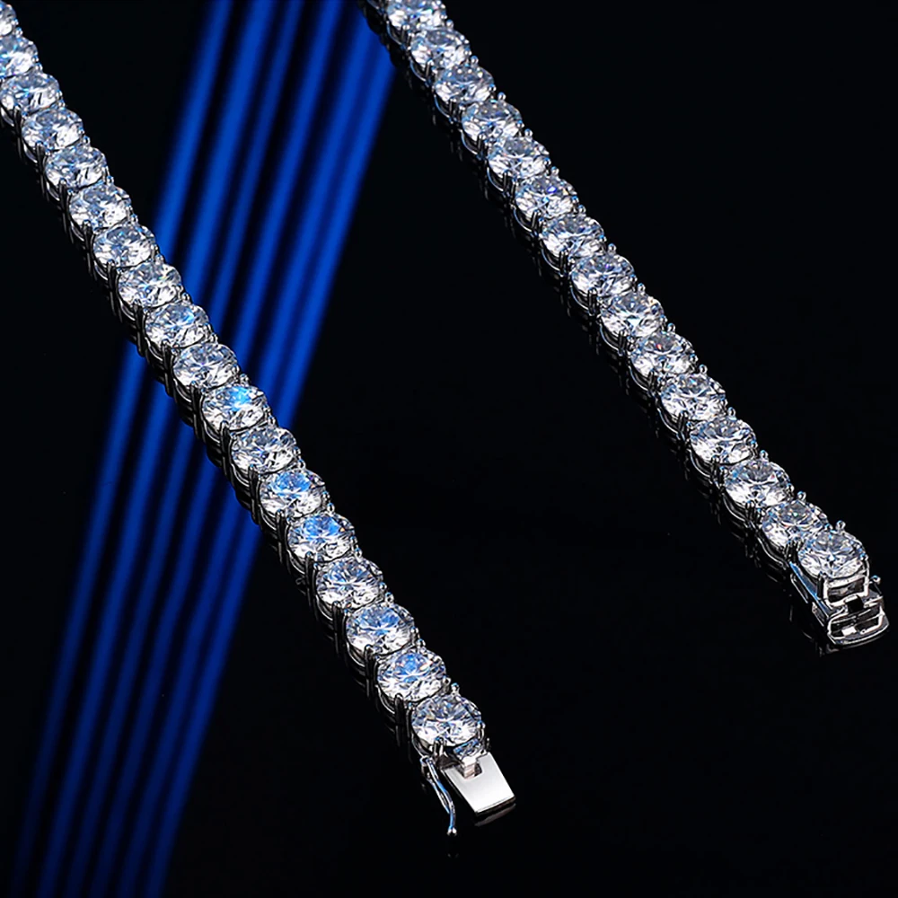 IGOTOS 2ct Luxury Full Moissanite Tennis Necklace Men 925 Sterling Silver Certified 8mm Hip Hop Trendy Lab Diamond Neck Chain