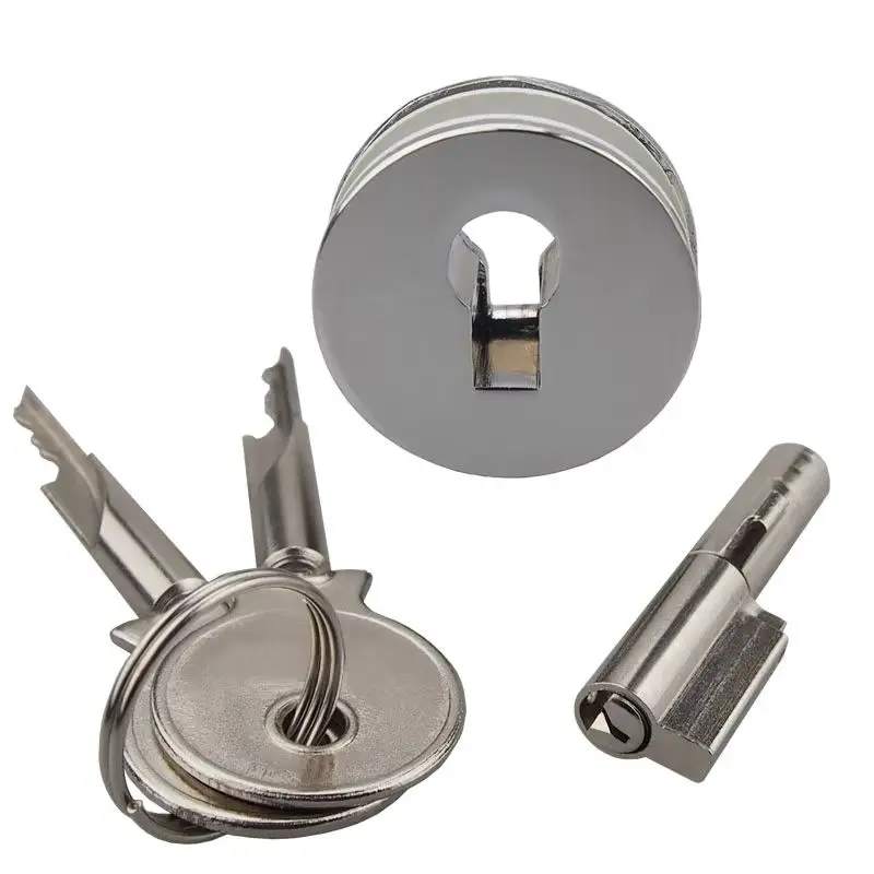 Chromed 20Pieces Zinc Alloy Glass Cabinet Locks Shopping Mall Showcase Jewelry Display Cabinet Sliding Door Locks (Keys Alike)