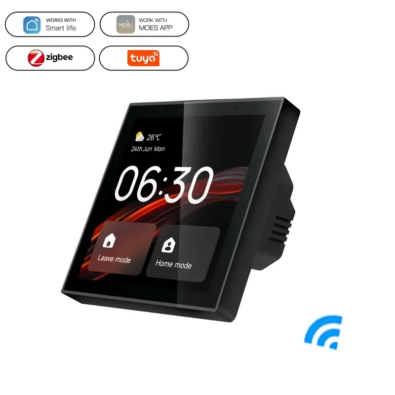 Wall-Mounted Smart Home Controller with Voice Control, Built-in Alexa, Zigbee Hub Gateway, and 4-Inch Touch Screen