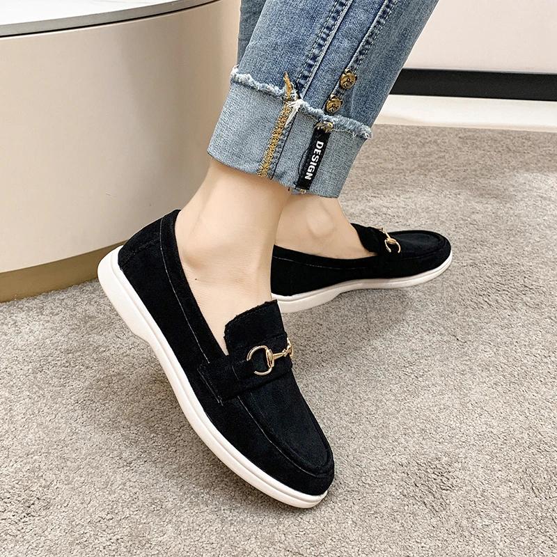 Sapatos simples femininos novo estilo dedo do pé quadrado boca rasa primavera e outono diário versátil sapatos de cano baixo mocassins confortáveis