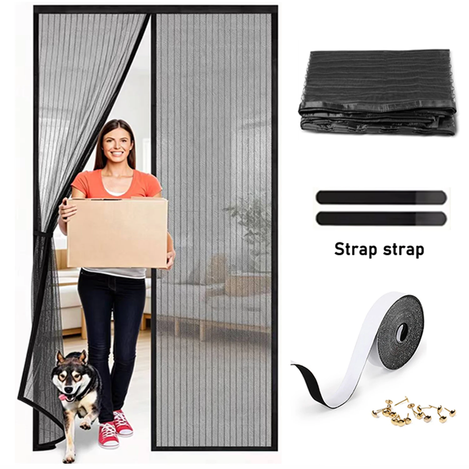 

Household magnetic mosquito screen door, heavy-duty strong magnet, durable fine mesh mosquito screen window