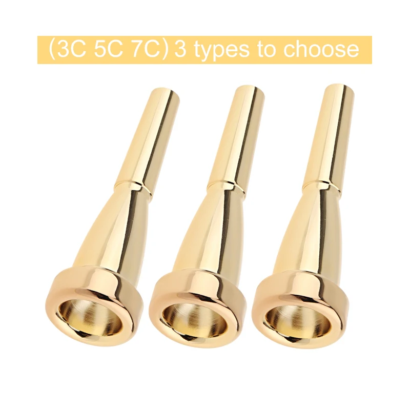 3C 5C 7C Gold Plated Metal Trumpet Mouthpiece Professional Bullet Shape Mouth pieces for Yamaha Bach Conn and King Trumpet