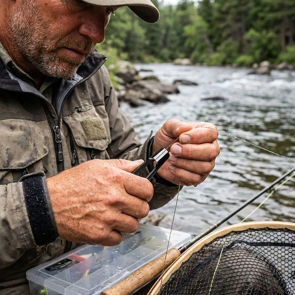 Mini tijeras de pesca con limpiador de anzuelos inoxidable - imagen 5