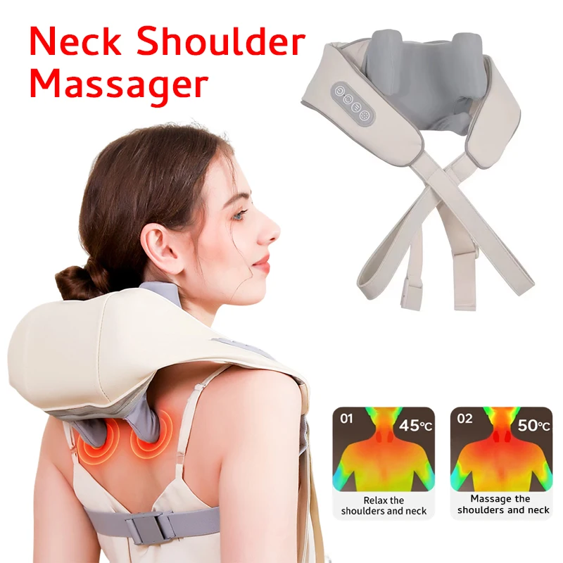 

Shiatsu Neck And Shoulder Massager Shawl Kneading Spine Back Muscle Relaxer for Car Home Use Trapezius Neck and Shoulder Massage