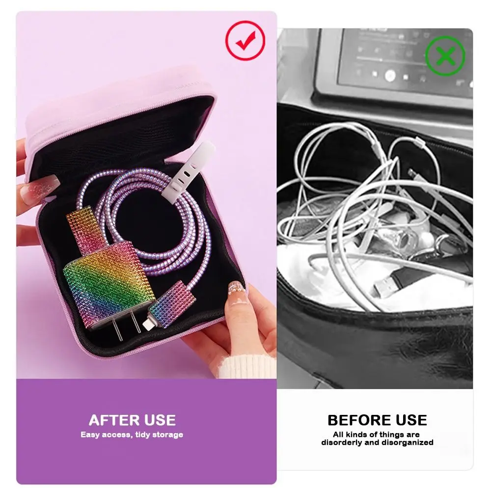 

Fashion Bow Knot Cable Protector Bag Portable Charger Protector Makeup Bag PU Mini Bag Travel