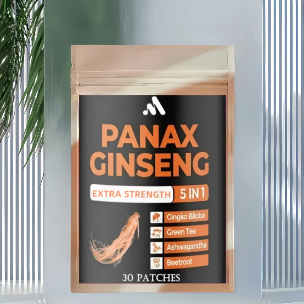 

30 Patches Red Panax Ginseng + Ginkgo Biloba High Ginsenosides for Energy, Performance & Focus Pills for Men & Women