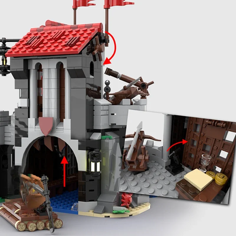 Modelo de jogo popular moc tijolos de construção cena armadilha cais assassinato caverna tecnologia modular presentes feriado montar crianças brinquedos terno