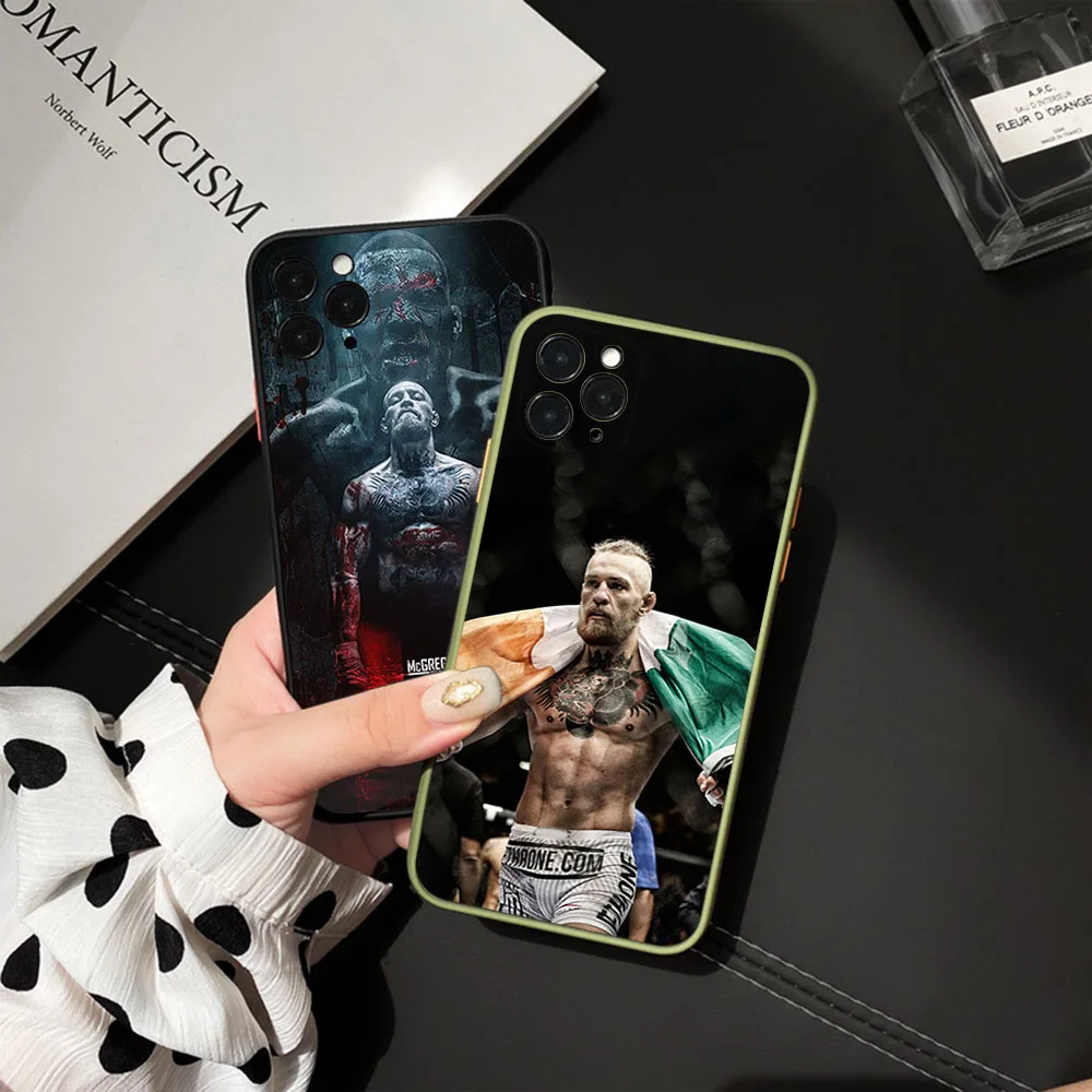 Phone Case For iPhone 16 Plus 15 Pro Max 14 7 8 Plus XR SE 11 12 13 Mini X XS 16Pro Conor Mcgregor King Black Translucent Cover