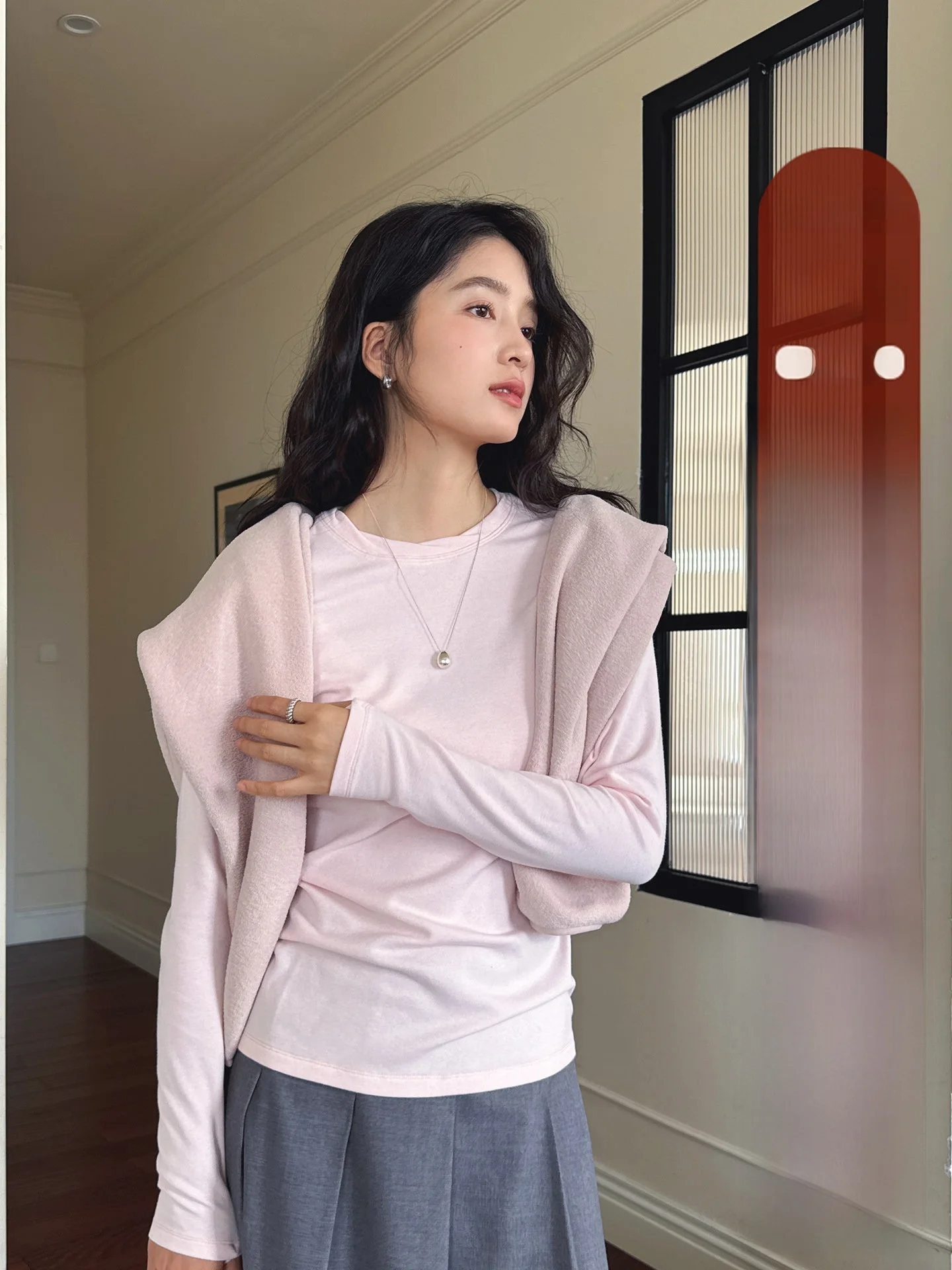 

Оригинальная женская футболка Elwing из мягкой шерсти с эффектом облачной мягкости, универсальная, теплая, повседневная, с длинным рукавом и круглым вырезом